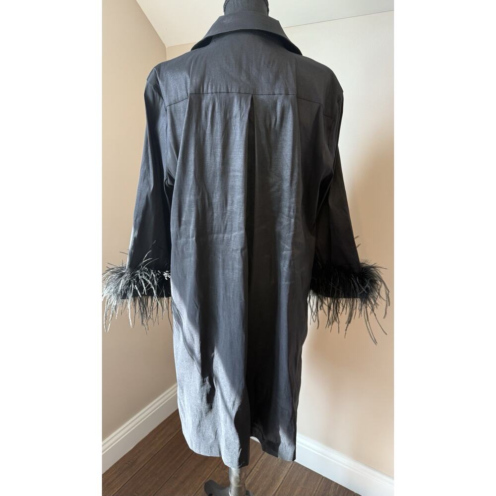 Preston & York Black Sheath Dress w/ Feather Accents Size 16 - Picture 5 of 8